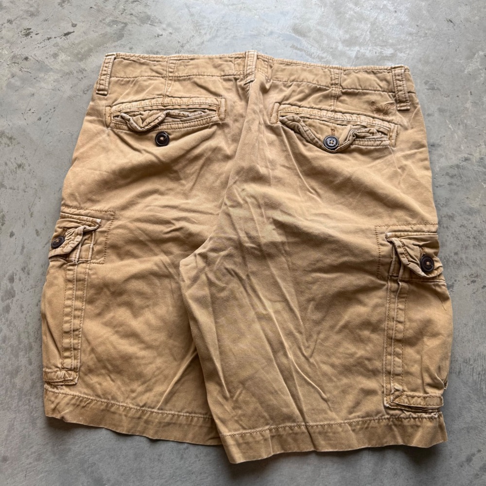 American Eagle Outfitters Mens Khaki Cargo Shorts Tan Cotton Size 34 Utility